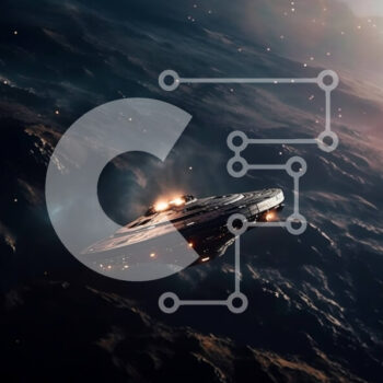 Intra Συλλεκτικό Ξύλινο Παζλ Plywood  4mm - Διαστημόπλοιο που πετάει στο διάστημα με αστέρια στο φόντο Σε Ξύλινο Κουτί - Διαστάσεις Puzzle: 10x10 cm – 25 κομμάτια - Image 1