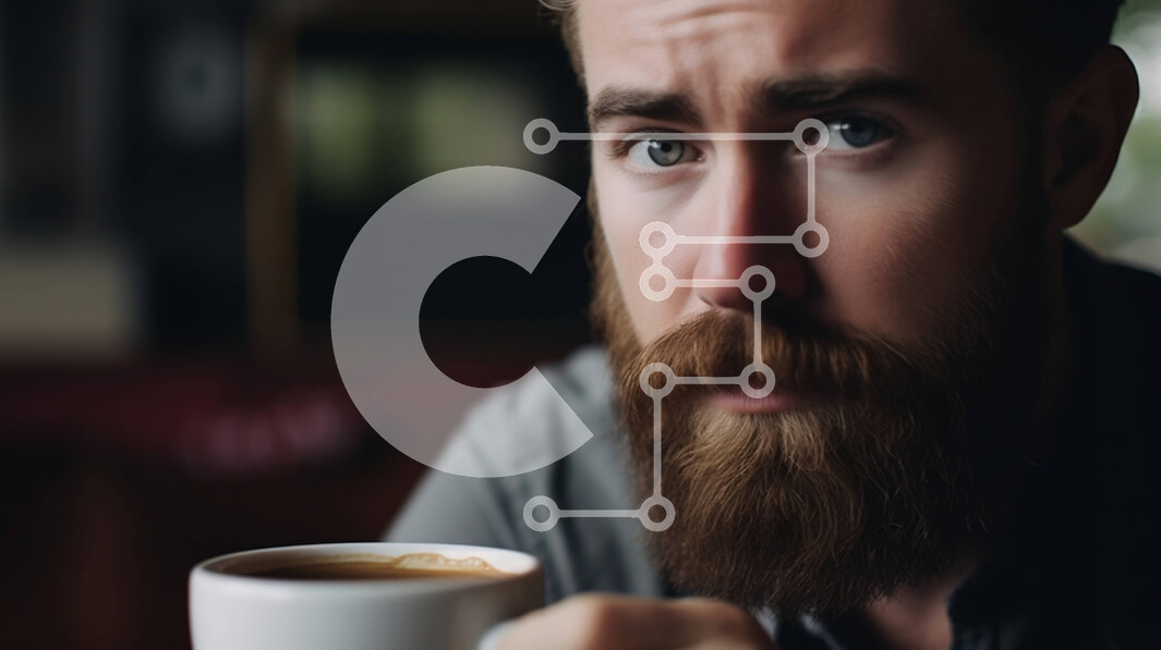 Intra Συλλεκτικό Ξύλινο Παζλ Plywood  4mm - Γενειοφόρος άνδρας που απολαμβάνει ένα φλιτζάνι καφέ Σε Ξύλινο Κουτί - Διαστάσεις Puzzle: 10x10 cm – 25 κομμάτια