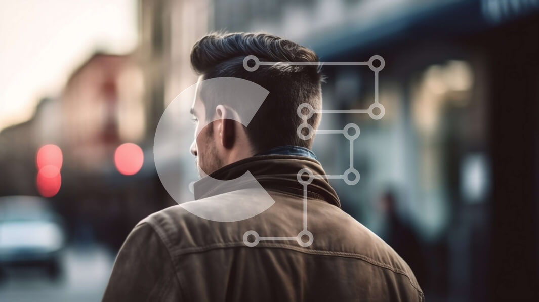 Intra Συλλεκτικό Ξύλινο Παζλ Plywood  4mm - Άτομο στην οδό πόλεων που εξετάζει το τηλέφωνο Στοκ Φωτογραφία Σε Ξύλινο Κουτί - Διαστάσεις Puzzle: 10x10 cm – 25 κομμάτια