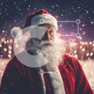 Intra Συλλεκτικό Ξύλινο Παζλ Plywood  4mm - Άγιος Βασίλης στο χιόνι με τα φώτα Σε Ξύλινο Κουτί - Διαστάσεις: 10x10 cm – 25 κομμάτια - Image 1