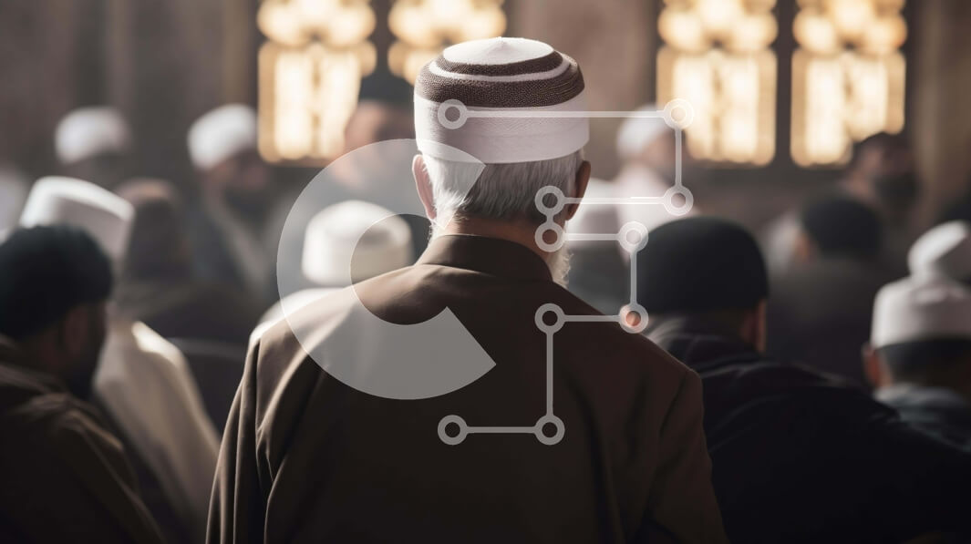 Intra Συλλεκτικό Ξύλινο Παζλ Plywood  4mm - Ομάδα ανδρών με καφέ ρόμπες και λευκά καπέλα Σε Ξύλινο Κουτί - Διαστάσεις Puzzle: 10x10 cm – 25 κομμάτια