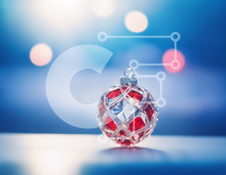 Intra Συλλεκτικό Ξύλινο Παζλ Plywood  4mm - Κόκκινο και λευκό γυάλινο στολίδι σε αφηρημένο θολό φόντο Σε Ξύλινο Κουτί - Διαστάσεις Puzzle: 10x10 cm – 25 κομμάτια