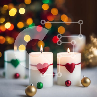 Intra Συλλεκτικό Ξύλινο Παζλ Plywood 4mm - Χριστουγεννιάτικα στολίδια με κεριά και στολισμένο δέντρο Σε Ξύλινο Κουτί - Διαστάσεις: 10x10 cm – 25 κομμάτια - Image 1