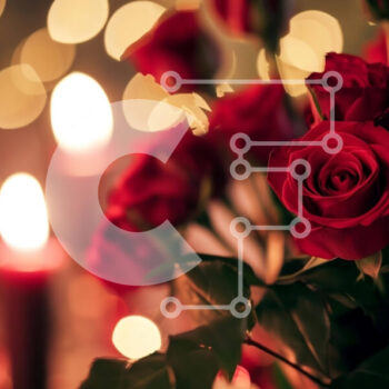 Intra Συλλεκτικό Ξύλινο Παζλ Plywood  4mm - Μπουκέτο με κόκκινα τριαντάφυλλα με κεριά στο φόντο Σε Ξύλινο Κουτί - Διαστάσεις Puzzle: 10x10 cm – 25 κομμάτια - Image 1