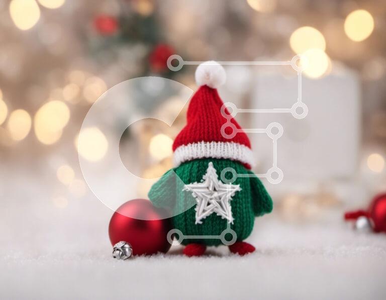 Intra Συλλεκτικό Ξύλινο Παζλ Plywood  4mm - Πλεκτό παιχνίδι πιγκουίνος σε διακοσμημένη χριστουγεννιάτικη μπάλα Σε Ξύλινο Κουτί - Διαστάσεις Puzzle: 10x10 cm – 25 κομμάτια