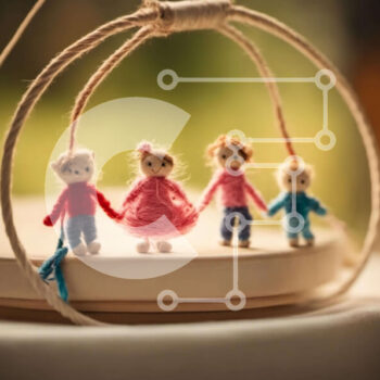 Intra Συλλεκτικό Ξύλινο Παζλ Plywood  4mm - Μινιατούρες κούκλες που κρατούν τα χέρια σε ένα ανάποδο μπολ Σε Ξύλινο Κουτί - Διαστάσεις Puzzle: 10x10 cm – 25 κομμάτια - Image 1