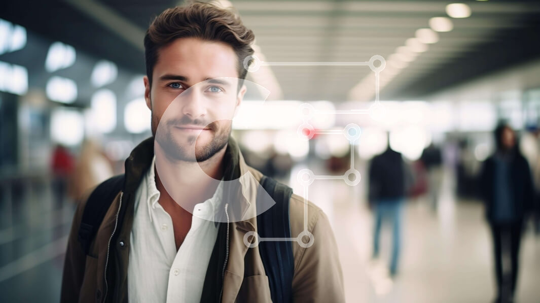 Intra Συλλεκτικό Ξύλινο Παζλ Plywood  4mm - Άνθρωπος που χαμογελά στο αεροδρόμιο ή στο σιδηροδρομικό σταθμό Σε Ξύλινο Κουτί - Διαστάσεις Puzzle: 10x10 cm – 25 κομμάτια