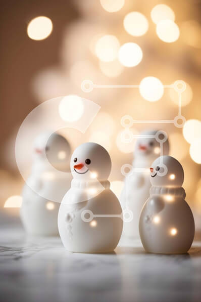 Intra Συλλεκτικό Ξύλινο Παζλ Plywood  4mm - Εορταστικές διακοσμήσεις χιονάνθρωπους σε ένα τραπέζι Σε Ξύλινο Κουτί - Διαστάσεις: 10x10 cm – 25 κομμάτια