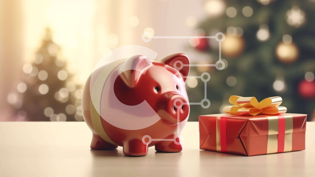 Intra Συλλεκτικό Ξύλινο Παζλ Plywood  4mm - Κόκκινος κουμπαράς με κουτί δώρου και χριστουγεννιάτικο δέντρο Σε Ξύλινο Κουτί - Διαστάσεις: 10x10 cm – 25 κομμάτια