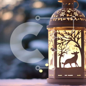 Intra Συλλεκτικό Ξύλινο Παζλ Plywood  4mm - Χειμερινό φανάρι με ελάφια σιλουέτες στο χιόνι Σε Ξύλινο Κουτί - Διαστάσεις Puzzle: 10x10 cm – 25 κομμάτια - Image 1
