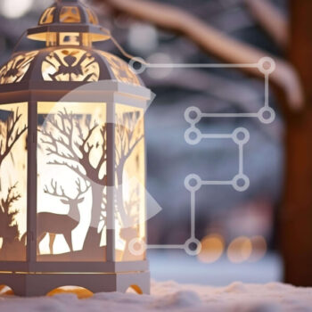 Intra Συλλεκτικό Ξύλινο Παζλ Plywood  4mm - Χειμερινό φανάρι στο χιονισμένο δάσος με ελάφια και νιφάδες χιονιού Σε Ξύλινο Κουτί - Διαστάσεις Puzzle: 10x10 cm – 25 κομμάτια - Image 1