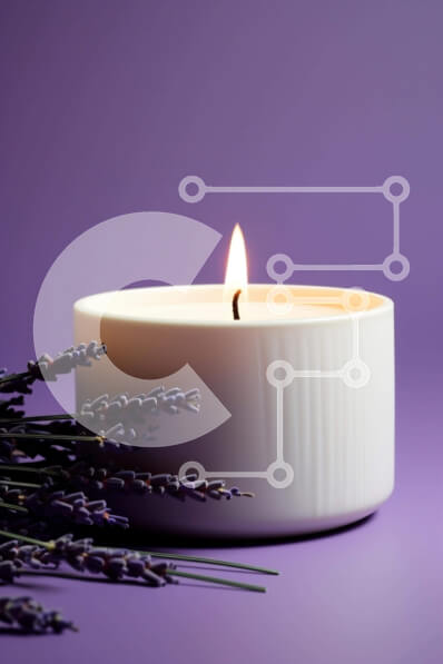 Intra Συλλεκτικό Ξύλινο Παζλ Plywood  4mm - Λευκό κερί και μπουμπούκια λεβάντας σε μωβ φόντο Σε Ξύλινο Κουτί - Διαστάσεις Puzzle: 10x10 cm – 25 κομμάτια