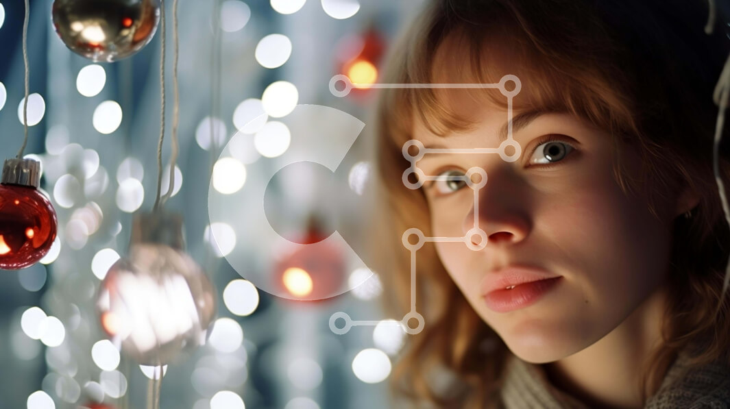 Intra Συλλεκτικό Ξύλινο Παζλ Plywood  4mm - Πορτρέτο μιας νεαρής γυναίκας με πολύχρωμα στολίδια Σε Ξύλινο Κουτί - Διαστάσεις Puzzle: 10x10 cm – 25 κομμάτια