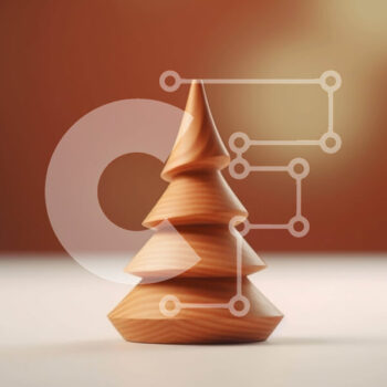 Intra Συλλεκτικό Ξύλινο Παζλ Plywood  4mm - Μικρό ξύλινο δέντρο στο τραπέζι με πορτοκαλί φόντο Σε Ξύλινο Κουτί - Διαστάσεις Puzzle: 10x10 cm – 25 κομμάτια - Image 1