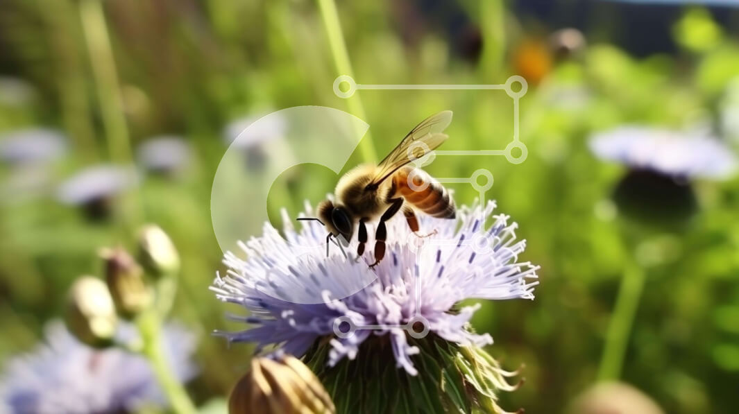 Intra Συλλεκτικό Ξύλινο Παζλ Plywood  4mm - Μέλισσα σε ένα πορφυρό λουλούδι Σε Ξύλινο Κουτί - Διαστάσεις: 10x10 cm – 25 κομμάτια