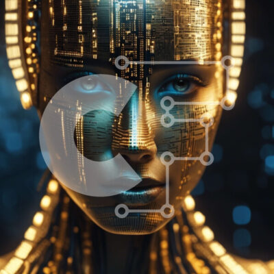 Intra Συλλεκτικό Ξύλινο Παζλ Plywood 4mm - Φουτουριστική γυναίκα με τεχνητό πρόσωπο και λαμπερά μάτια Σε Ξύλινο Κουτί - Διαστάσεις Puzzle: 10x10 cm – 25 κομμάτια - Image 1