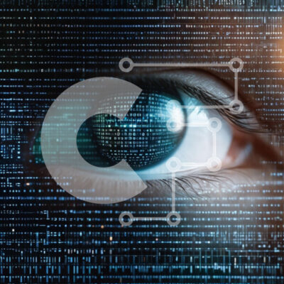 Intra Συλλεκτικό Ξύλινο Παζλ Plywood  4mm - Αφηρημένο μάτι με φόντο δυαδικού κώδικα Σε Ξύλινο Κουτί - Διαστάσεις Puzzle: 10x10 cm – 25 κομμάτια - Image 1