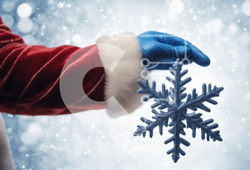 Intra Συλλεκτικό Ξύλινο Παζλ Plywood  4mm - Άγιος Βασίλης που κρατά μια διακοσμητική νιφάδα χιονιού Σε Ξύλινο Κουτί - Διαστάσεις Puzzle: 10x10 cm – 25 κομμάτια