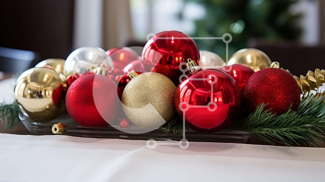 Intra Συλλεκτικό Ξύλινο Παζλ Plywood  4mm - Γυάλινο δοχείο με κόκκινα, χρυσά και ασημένια στολίδια Σε Ξύλινο Κουτί - Διαστάσεις: 10x10 cm – 25 κομμάτια