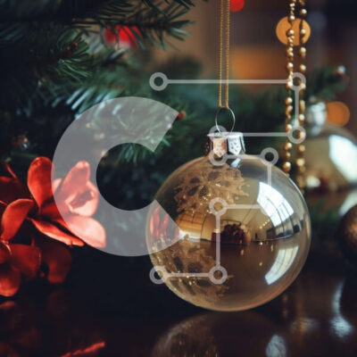 Intra Συλλεκτικό Ξύλινο Παζλ Plywood 4mm - Χριστουγεννιάτικα στολίδια με κόκκινες και χρυσές κορδέλες Σε Ξύλινο Κουτί - Διαστάσεις: 10x10 cm – 25 κομμάτια - Image 1