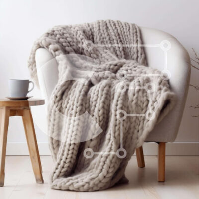 Intra Συλλεκτικό Ξύλινο Παζλ Plywood  4mm - Λευκή καρέκλα με πλεκτή κουβέρτα και φλιτζάνια καφέ Σε Ξύλινο Κουτί - Διαστάσεις Puzzle: 10x10 cm – 25 κομμάτια - Image 1