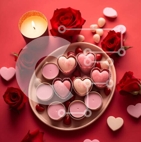 Intra Συλλεκτικό Ξύλινο Παζλ Plywood 4mm - Ρομαντικό τραπέζι του Αγίου Βαλεντίνου με καραμέλες και κεριά σε σχήμα καρδιάς Σε Ξύλινο Κουτί - Διαστάσεις: 10x10 cm – 25 κομμάτια - Image 1