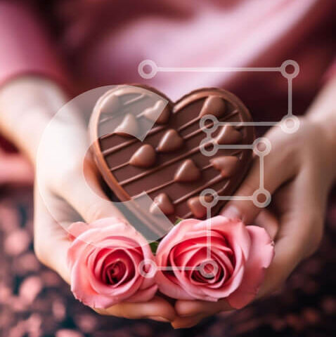 Intra Συλλεκτικό Ξύλινο Παζλ Plywood 4mm - Γιορτάζοντας με σοκολάτα και λουλούδια Σε Ξύλινο Κουτί - Διαστάσεις Puzzle: 10x10 cm – 25 κομμάτια - Image 1