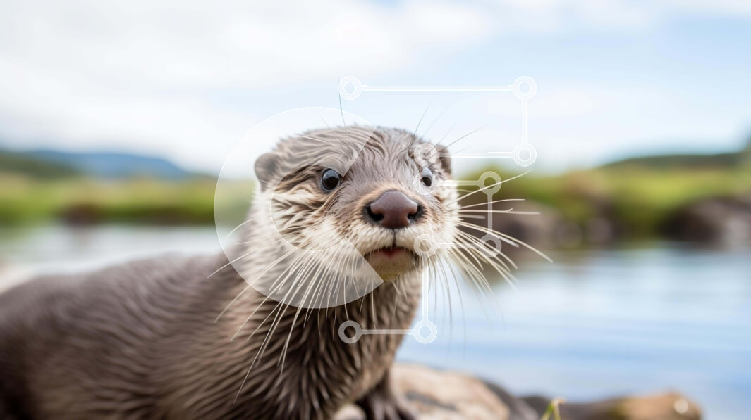 Intra Συλλεκτικό Ξύλινο Παζλ Plywood  4mm - Περίεργη βίδρα που στέκεται στους βράχους Σε Ξύλινο Κουτί - Διαστάσεις: 10x10 cm – 25 κομμάτια