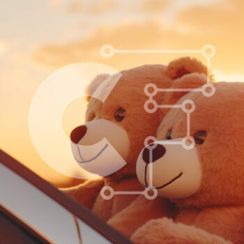 Intra Συλλεκτικό Ξύλινο Παζλ Plywood  4mm - Δύο αρκουδάκια στο παράθυρο αυτοκινήτου στο ηλιοβασίλεμα Σε Ξύλινο Κουτί - Διαστάσεις Puzzle: 10x10 cm – 25 κομμάτια - Image 1