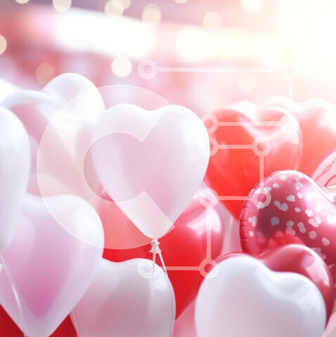 Intra Συλλεκτικό Ξύλινο Παζλ Plywood  4mm - Μπαλόνια σε σχήμα καρδιάς που επιπλέουν στον αέρα Σε Ξύλινο Κουτί - Διαστάσεις: 10x10 cm – 25 κομμάτια - Image 1