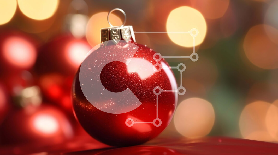 Intra Συλλεκτικό Ξύλινο Παζλ Plywood  4mm - Κόκκινη χριστουγεννιάτικη μπάλα με φόντο που μοιάζει με Bokeh Σε Ξύλινο Κουτί - Διαστάσεις: 10x10 cm – 25 κομμάτια