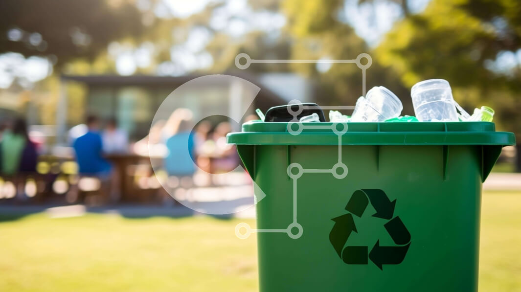 Intra Συλλεκτικό Ξύλινο Παζλ Plywood  4mm - Πράσινος κάδος ανακύκλωσης με ανθρώπους να κάθονται τριγύρω Σε Ξύλινο Κουτί - Διαστάσεις: 10x10 cm – 25 κομμάτια