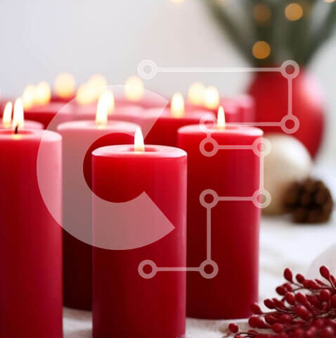 Intra Συλλεκτικό Ξύλινο Παζλ Plywood  4mm - Γιορτινά κόκκινα κεριά με στολίδια και διακοσμητικά Σε Ξύλινο Κουτί - Διαστάσεις: 10x10 cm – 25 κομμάτια - Image 1