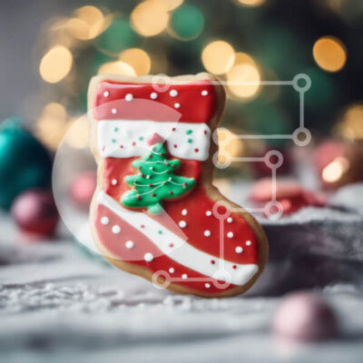 Intra Συλλεκτικό Ξύλινο Παζλ Plywood  4mm - Διακοσμημένο μπισκότο μελόψωμο με διακοσμητική κάλτσα Σε Ξύλινο Κουτί - Διαστάσεις: 10x10 cm – 25 κομμάτια - Image 1