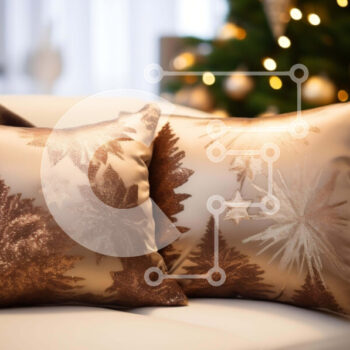 Intra Συλλεκτικό Ξύλινο Παζλ Plywood  4mm - Λευκός καναπές με χριστουγεννιάτικα στολίδια Σε Ξύλινο Κουτί - Διαστάσεις Puzzle: 10x10 cm – 25 κομμάτια - Image 1