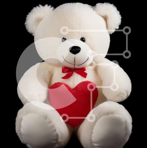 Intra Συλλεκτικό Ξύλινο Παζλ Plywood 4mm - Λευκό αρκουδάκι με κόκκινη καρδιά στολίδι Σε Ξύλινο Κουτί - Διαστάσεις Puzzle: 10x10 cm – 25 κομμάτια - Image 1