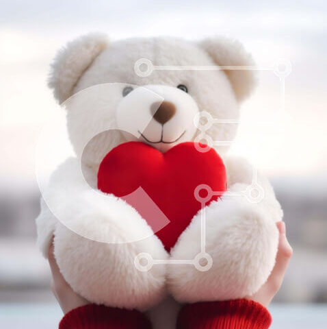 Intra Συλλεκτικό Ξύλινο Παζλ Plywood  4mm - Λευκό αρκουδάκι με κόκκινη καρδιά Σε Ξύλινο Κουτί - Διαστάσεις Puzzle: 10x10 cm – 25 κομμάτια - Image 1