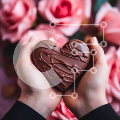 Intra Συλλεκτικό Ξύλινο Παζλ Plywood  4mm - Κέικ σοκολάτας σε σχήμα καρδιάς με ροζ τριαντάφυλλα Σε Ξύλινο Κουτί - Διαστάσεις Puzzle: 10x10 cm – 25 κομμάτια - Image 1