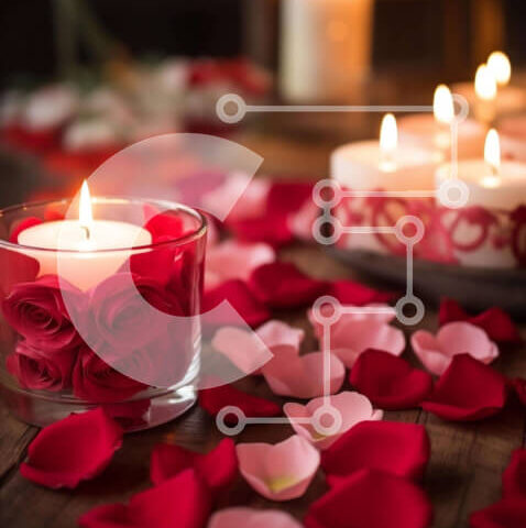 Intra Συλλεκτικό Ξύλινο Παζλ Plywood  4mm - Ρομαντικό σερβίτσιο στο φως των κεριών με ροδοπέταλα Σε Ξύλινο Κουτί - Διαστάσεις Puzzle: 10x10 cm – 25 κομμάτια - Image 1