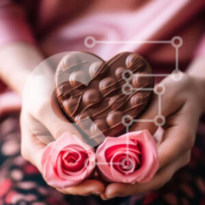 Intra Συλλεκτικό Ξύλινο Παζλ Plywood  4mm - Γιορτή του Αγίου Βαλεντίνου με σοκολάτα και τριαντάφυλλα Σε Ξύλινο Κουτί - Διαστάσεις: 10x10 cm – 25 κομμάτια