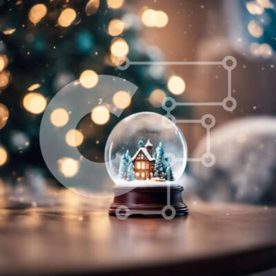 Intra Συλλεκτικό Ξύλινο Παζλ Plywood 4mm - Snow Globe με χριστουγεννιάτικο δέντρο και διακοσμημένο σπίτι Σε Ξύλινο Κουτί - Διαστάσεις: 10x10 cm – 25 κομμάτια - Image 1