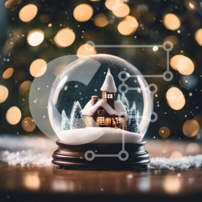 Intra Συλλεκτικό Ξύλινο Παζλ Plywood  4mm - Snow Globe με διακοσμητικό σπίτι για διακόσμηση διακοπών Σε Ξύλινο Κουτί - Διαστάσεις: 10x10 cm – 25 κομμάτια - Image 1