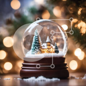 Intra Συλλεκτικό Ξύλινο Παζλ Plywood  4mm - Snow Globe με διακοσμημένο χωριό για εορταστική διακόσμηση Σε Ξύλινο Κουτί - Διαστάσεις: 10x10 cm – 25 κομμάτια