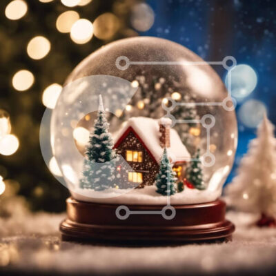 Intra Συλλεκτικό Ξύλινο Παζλ Plywood 4mm - Διακοπές Snow Globe με διακοσμητικό σπίτι και δέντρα Σε Ξύλινο Κουτί - Διαστάσεις: 10x10 cm – 25 κομμάτια - Image 1