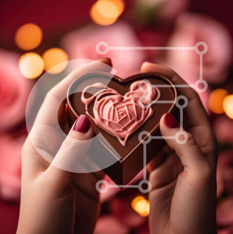 Intra Συλλεκτικό Ξύλινο Παζλ Plywood 4mm - Κουτί σοκολάτας σε σχήμα καρδιάς με κόκκινα τριαντάφυλλα και στοιχεία λουλουδιών Σε Ξύλινο Κουτί - Διαστάσεις Puzzle: 10x10 cm – 25 κομμάτια - Image 1