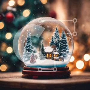 Intra Συλλεκτικό Ξύλινο Παζλ Plywood  4mm - Snow Globe με διακοσμημένο σπίτι και δέντρα στο φόντο Σε Ξύλινο Κουτί - Διαστάσεις: 10x10 cm – 25 κομμάτια