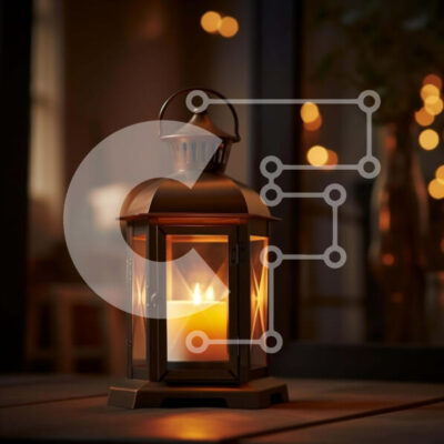 Intra Συλλεκτικό Ξύλινο Παζλ Plywood 4mm - Ρομαντικό φανάρι υπό το φως των κεριών σε ξύλινο τραπέζι Σε Ξύλινο Κουτί - Διαστάσεις Puzzle: 10x10 cm – 25 κομμάτια - Image 1