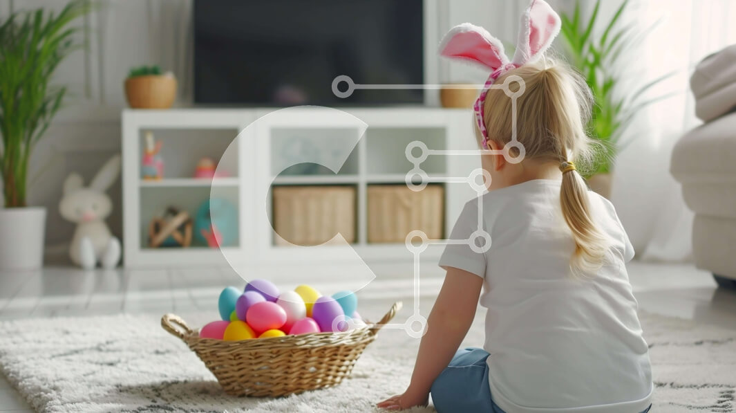 Intra Συλλεκτικό Ξύλινο Παζλ Plywood  4mm - Νεαρό κορίτσι με τα αυτιά λαγουδάκι και το πασχαλινό καλάθι Σε Ξύλινο Κουτί - Διαστάσεις: 10x10 cm – 25 κομμάτια