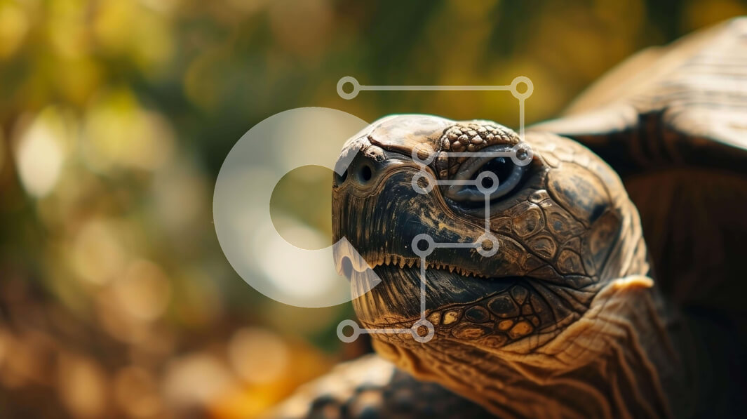 Intra Συλλεκτικό Ξύλινο Παζλ Plywood  4mm - Κοντινό πλάνο της ενήλικης χελώνας που κοιτάζει την κάμερα Σε Ξύλινο Κουτί - Διαστάσεις: 10x10 cm – 25 κομμάτια