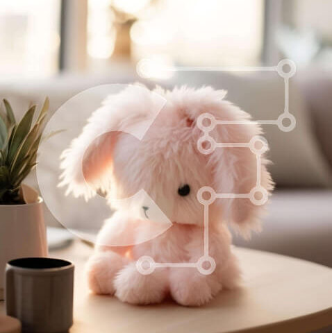 Intra Συλλεκτικό Ξύλινο Παζλ Plywood  4mm - Ζώο με ροζ λαγουδάκι στο τέλος του τραπεζιού στο σαλόνι Σε Ξύλινο Κουτί - Διαστάσεις Puzzle: 10x10 cm – 25 κομμάτια - Image 1